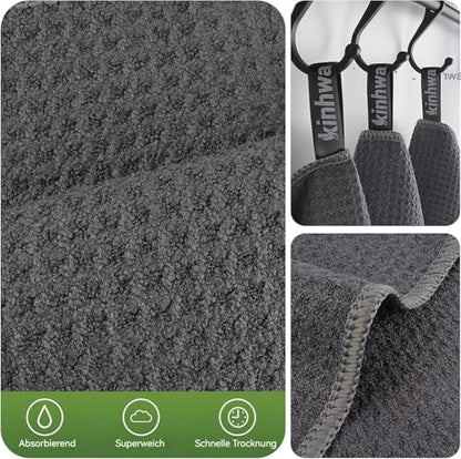 Waffle Microfiber Dish Cloths Gray Kitchen Towels, Cleaning Cloth | Quick Dry Absorbent Dish Rags Dishcloths Barista Towels 8x8 Inch 6 Pack - color: Gray, size: 8in x 8in 6 Pack