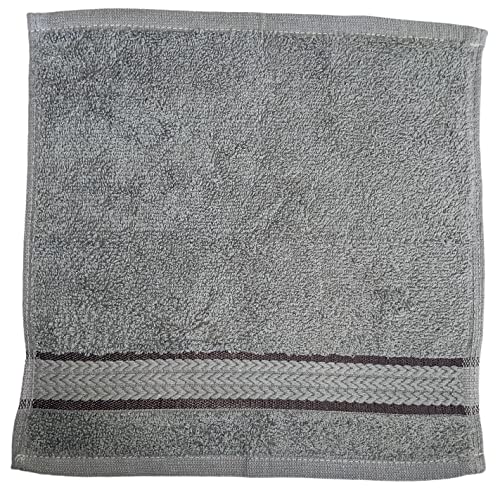 Washcloths Set of 6, 100% Ring Spun Cotton Zero Twist Wash Cloths for Body and Facewash Design to exfoliate Your Hands, Soft and Absorbent Machine Washable, 12 x 12 Inch. - color: Grey