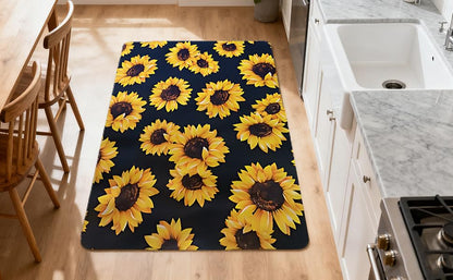 Sunflower Dish Drying Mat ,Absorbent Place Mat,Easy Clean Rug For Kitchen,Bath,Bathroom,Living Room Kitchen Decor And Accessories(sunflower) (17*47inches) - size: 47" x 47"