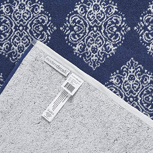 Modern Threads 6 Piece Reversible Yarn Dyed Jacquard Towel Set Artesia Damask Indigo - color: Indigo