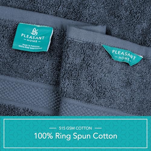 Pleasant Home Bath Towels Set of 6 (24” x 50”) 100% Cotton, Navy | 515 GSM | Lightweight, Soft & Highly Absorbent Luxury Towels for Bathroom | for Gym, Pool & Spa - color: Navy
