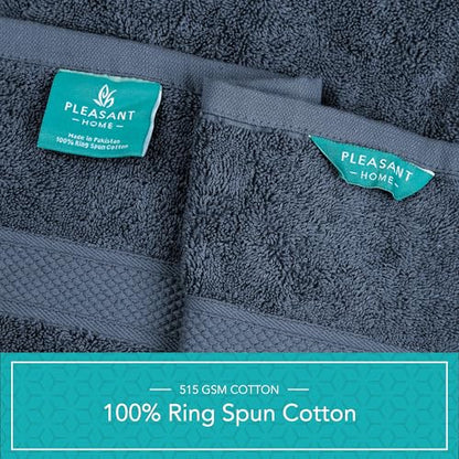 Pleasant Home Bath Towels Set of 6 (24” x 50”) 100% Cotton, Navy | 515 GSM | Lightweight, Soft & Highly Absorbent Luxury Towels for Bathroom | for Gym, Pool & Spa - color: Navy
