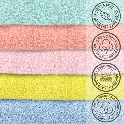 Crystal Ridge Cotton Wash Cloths 24 Pack - Washcloths for Showering, Face and Body, Soft and Highly Absorbent Multipurpose Towels for Bathroom, Kitchen, Spa and Gym - Wash Rags 12 x12 (Lt Blue)