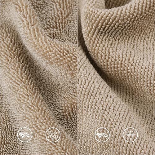 MICROFI Ring Spun Terry Microfiber Bath Towel Set, 3 Piece, Oversize, Quick Dry, Lint Free, Includes Bath, face, and Hand Towels (Beige) - color: Beige