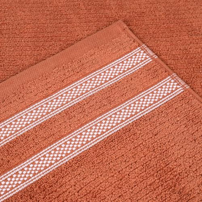 Superior Cotton Bath Sheet Set, Zero Twist, Ribbed Geometric, Oversized Large Absorbent Body Towels, Luxury Soft Quick Dry, Shower, Spa, Hotel, Pool, Guest Bathroom, Home Essentials, Set of 2, Rust