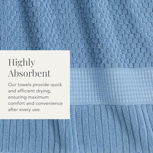 NY Loft 100% Cotton 6-Pack Hand Towel Set | Blue | Oeko-TEX | Quick-Dry | Six 16" x 28" Hand Towels | Super Absorbent | Designer-Styled Texture - color: Blue Shadow, size: Hand Towel (6 Pack)