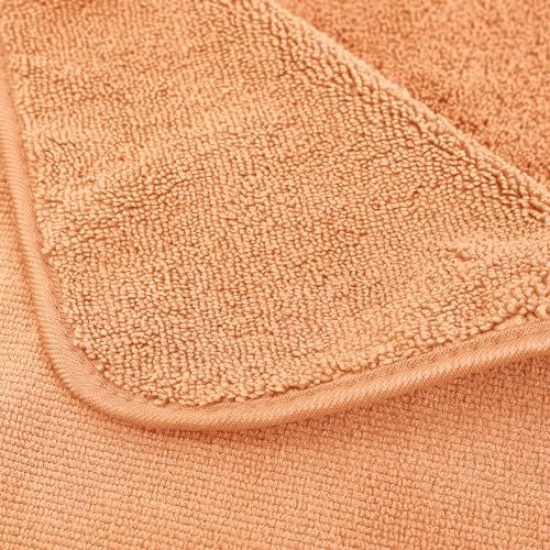 POLYTE 410 GSM Poly Blend Microfiber Quick Dry Bath Towel Set of 6 Pieces | 2-Body Towels, 2-Hand Towels, 2-Wash cloths, Oversize, Lint Free - color: Orange