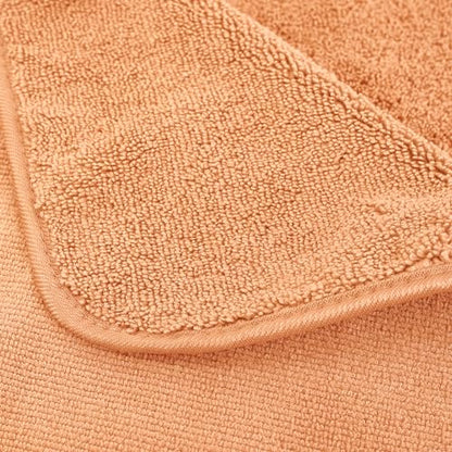 POLYTE 410 GSM Poly Blend Microfiber Quick Dry Bath Towel Set of 6 Pieces | 2-Body Towels, 2-Hand Towels, 2-Wash cloths, Oversize, Lint Free - color: Orange