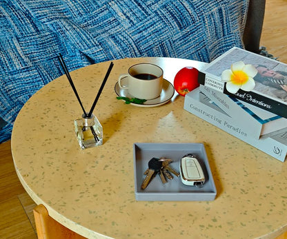 Small Mini Square Tray (5.9 inch) 3 Pack, Hard Plastic Gray Tray | 5.9"x5.9"x0.8" Tiny, Sturdy, Solid Tray, Lightweight for Coffee, Desserts, Drinks, Party, Seasoning, Perfume and Display. - color: Gray - 3 Tray, size: 5.9" x 5.9" x 0.8"