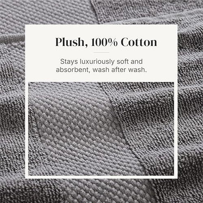 Modern Threads 600 GSM 6-Piece Towel Set with Filgree Jacquard Border Charcoal - color: Grey, style: Jacquard Border