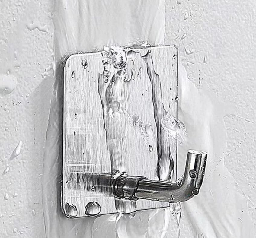 4-Piece Adhesive Towel Hook Set Waterproof Adhesive Bathroom, Kitchen, and Home Towel Rack Stainless Steel Self-Adhesive Hooks - color: Black