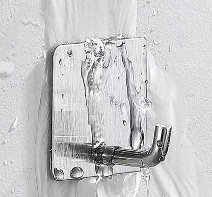 4-Piece Adhesive Towel Hook Set Waterproof Adhesive Bathroom, Kitchen, and Home Towel Rack Stainless Steel Self-Adhesive Hooks - color: Silver