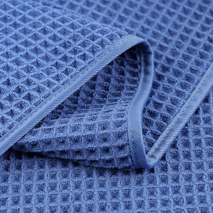 POLYTE 430 GSM Poly Blend Microfiber Quick Dry Waffle Hand Towel, 16x30 in | 4 Pack, Oversize, Lint Free, Quick Dry, Hanging Loop - color: Royal Blue