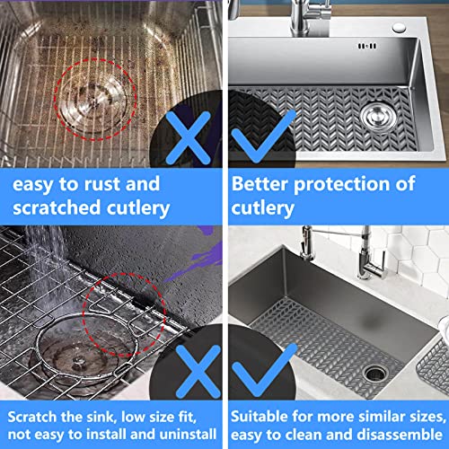 Sink Protectors for Kitchen Sink 12" 13" 16" 18" 19" 24" 26" 28" 29" Silicone Sink mat| Silicone Kitchen Sink Mat Grid for Bottom of Farmhouse Stainless Steel(29.5"X15"Gray) | Various sizes and styles,Free-form cutting,Holes for different positions,Protec