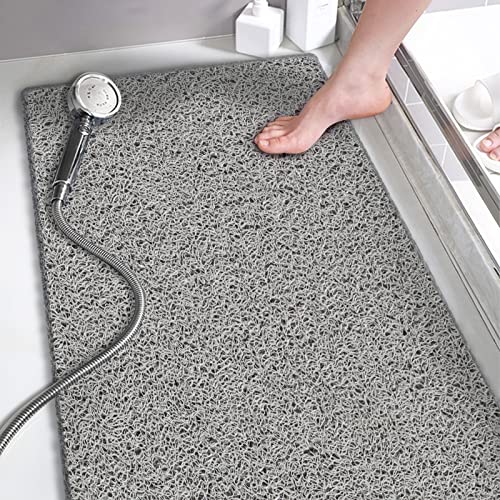 godehone Shower Mats Non Slip Without Suction Cups, PVC Loofah Bathroom Mats, Loofah Mats for Shower and Bathroom, Quick Drying, 15.7× 36 Inch, Grey - color: Grey, size: 36" x 15.7" (Rectangular)