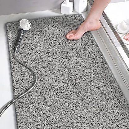 godehone Shower Mats Non Slip Without Suction Cups, PVC Loofah Bathroom Mats, Loofah Mats for Shower and Bathroom, Quick Drying, 15.7× 36 Inch, Grey - color: Grey, size: 36" x 15.7" (Rectangular)