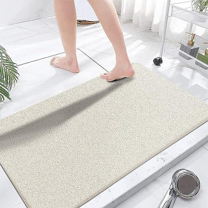 godehone Shower Mats Non Slip Without Suction Cups, PVC Loofah Bathroom Mats, Loofah Mats for Shower and Bathroom, Quick Drying, 23.6× 47.2 Inch, Beige - color: Beige, size: 47.2" x 23.6" (Rectangular)