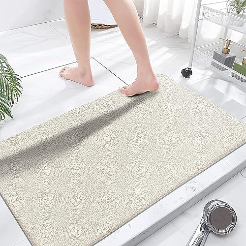 godehone Shower Mats Non Slip Without Suction Cups, PVC Loofah Bathroom Mats, Loofah Mats for Shower and Bathroom, Quick Drying, 23.6× 47.2 Inch, Beige - color: Beige, size: 47.2" x 23.6" (Rectangular)