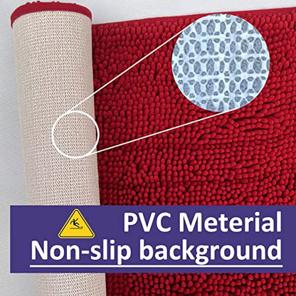 RUN HELIX Bathroom Rugs Sets 2 Piece, Luxury Shaggy Extra Thick Bathroom Rugs, Plush Non-Slip Mats for Bath Room Floor, Machine Wash, Ultra Absorbent, 32 x 20 + 24 x 16 Inches, Burgundy - color: Burgundy