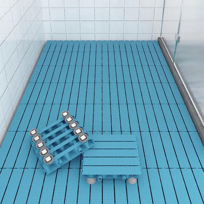 6 pcs Raised Shower Mat Bathtub Non Slip Square Bath Mat Stand Up, Plastic Interlocking Deck Tiles for Inside, Portable Bathroom Floor Shower Textured Surface (Blue 9.6x9.6x2.4 in) - color: Blue 9.6x9.6x2.4 in