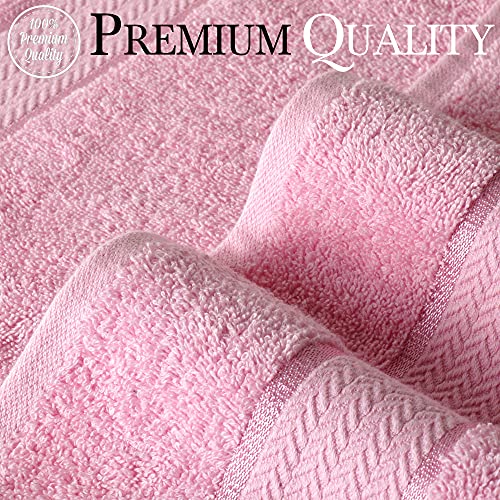 CRAFTBERRY- 6 Piece Cotton Bath Towel Set- 2 Bath - 2 Hand - 2 Face, Pink | 100% Cotton • Thick & Plush • Hotel Quality • Ultra Soft • Highly Absorbent • Quick Dry • Low Lint • Machine Washable - color: Pink