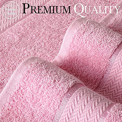 CRAFTBERRY- 6 Piece Cotton Bath Towel Set- 2 Bath - 2 Hand - 2 Face, Pink | 100% Cotton • Thick & Plush • Hotel Quality • Ultra Soft • Highly Absorbent • Quick Dry • Low Lint • Machine Washable - color: Pink