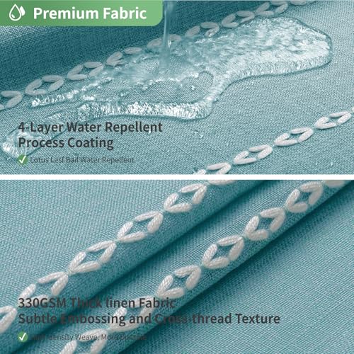 eachope Boho Farmhouse No Hook Shower Curtain Set with Snap-in Fabric Liner,Heavy-Duty Linen Textured Rustic Striped Design,Water-Repellent with Tassels and Sheer Window,Teal,71x74 - color: Teal, size: 71"W x 74"L (Pack of 1)