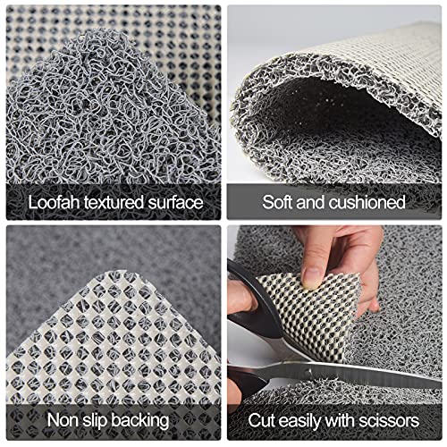 Shower Mat Non Slip Without Suction Cups, 32x17 Inch, PVC Loofah Bath Mat for Textured Tub Surface, Bathroom, Bathroom, Quick Drying (Grey) - color: Grey, size: 32" x 17" (Rectangular)