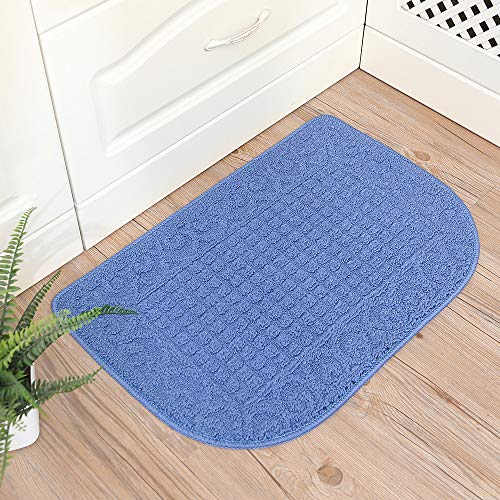 COSYHOMER 27x18 Half Round Kitchen Rug,Non Slip Washable Mat,Blue 2PCS | Polypropylene tufted textile,small half circle rug,kitchen sink mat,Kitchen floor mat - color: Blue 2pcs, size: 1'6" x 2'3" (Semicircular)