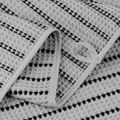 POLYTE 430 GSM Poly Blend Microfiber Quick Dry Waffle Bath Towel, 30x60 in | 4 Pack, Oversize, Lint Free, Body Towel - color: Light Gray/Black