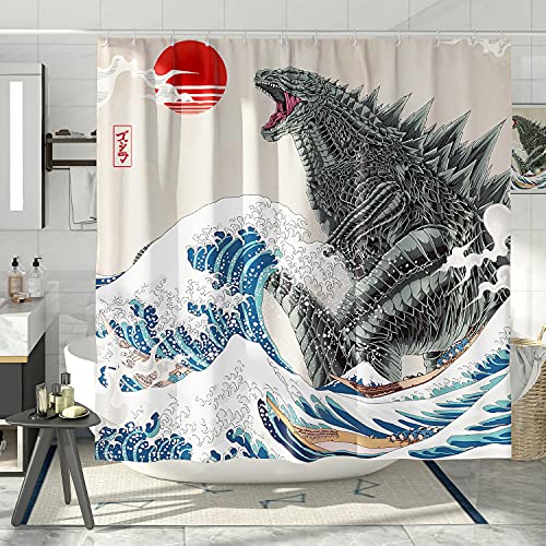 Funny Shower Curtain Set, Fun Anime Monster Shower Curtains for Bathroom Cool Asian Japanese Bathroom Decor Polyester Fabric-62" x 72" - size: 62"W x 72"L (Pack of 1)