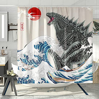 Funny Extra Long Shower Curtains 84 Inches, Fun Anime Monster Shower Curtain Set for Bathroom Cool Asian Japanese Bathroom Decor Polyester Fabric-72" x 84" - size: 72"W x 84"L (Pack of 1)