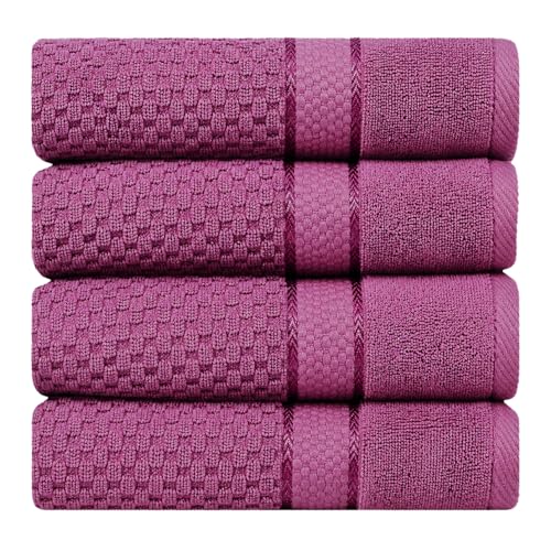 Ample Decor 100% Cotton Hand Towels 18x28 Inches, Popcorn Textured, Soft & Absorbent, Quick Dry, Set of 4, Grape Purple - color: Grape Purple, size: Pack of 4