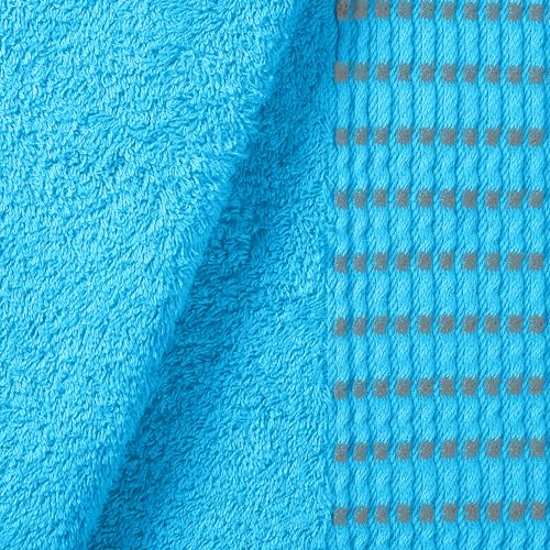 Ultra Soft 6 Pack Cotton Towel Set, Contains 2 Bath Towels 28x55 inch, 2 Hand Towels 16x24 inch & 2 Wash Cloths 12x12 inch, Ideal Everyday use, Compact & Lightweight - Turquoise Blue - color: Turquoise Blue, size: 6 Pack Set