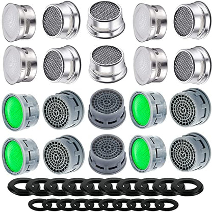 Faucet Aerator with Gasket Flow Restrictor Insert Bathroom Faucet Aerator Replacement Parts 10 pcs Stainless Steel and 10 pcs Green - color: Green