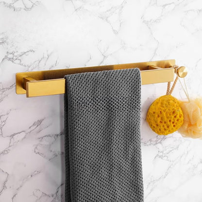 Stainless Steel Towel Rod Self Adhesive No Drill Towel Bar SUS304 Brushed Nickel Bathroom Towel Holder Expandable Towel Racks Gold - color: Gold