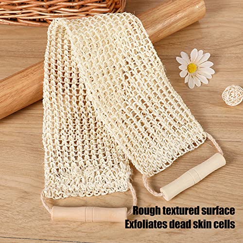 3Pcs Exfoliating Loofah Back Scrubber, Long Body Washcloth Towel Sisal Glove Deep Clean Shower Loofah Set for Home Travel Bathroom