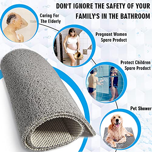 godehone Shower Mats Non Slip Without Suction Cups, PVC Loofah Bathroom Mats, Loofah Mats for Shower and Bathroom, Quick Drying, 23.6× 34.6 Inch, Grey - color: Grey, size: 34.6" x 23.6" (Rectangular)