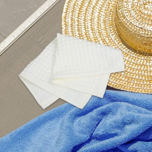 Toddmomy 4 Pcs Cotton Waffle Bath Towels White Lightweight and Suitable for Sensitive Skin Quick-Drying Facecloths for Bathroom, Spa, and Travel Use