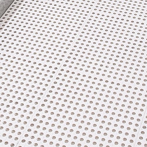 Tyenaza 10Pcs Bath Tub Shower Mat, Suction Cup Floor Mats Anti Slip Plastic Mosaic Bath Mat Tub Bathroom Mats for Kitchen Bathroom (White) - color: White