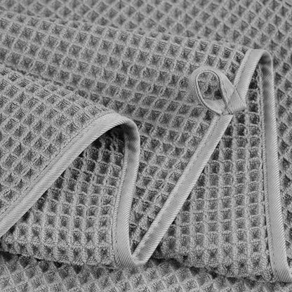 POLYTE 430 GSM Poly Blend Microfiber Waffle Bath Sheet XL Set, 35x70 in | 2 Pack, Oversize, Lint Free, Quick Dry - color: Gray, size: X Large