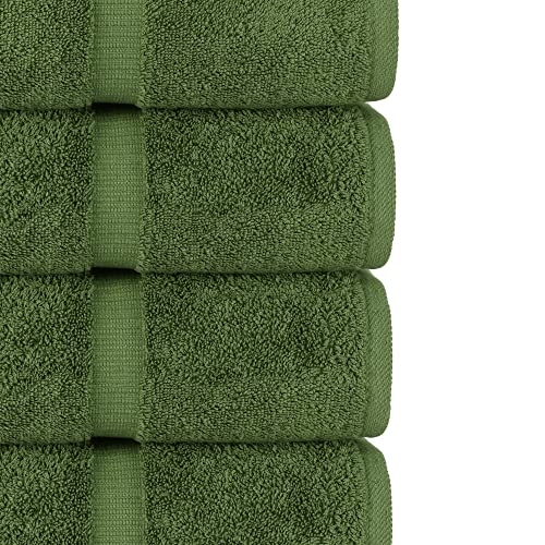 Chakir Turkish Linens 4 Piece Bath Towel Set, 100% Cotton Luxury Turkish Towels for Bathroom, Soft Absorbent Bath Towels, 27 x 54 Inches, Moss - color: Moss