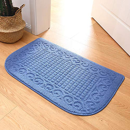 COSYHOMER 32x20 Half Round Kitchen Rug,Non Slip Washable Mat,Blue 2PCS | Polypropylene tufted textile,small half circle rug,kitchen sink mat,Kitchen floor mat - color: Blue 2pcs, size: 1'8" x 2'8" (Semicircular)