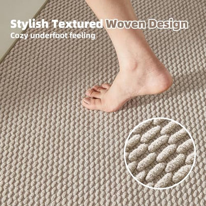 TYUU Bathroom Rugs Non Slip Washable, Super Absorbent Thin Bath Mat Small Quick Dry Low Pile Bathroom Rug, Beige 16"x24" - color: Beige01, size: 1'4" X 2' (Rectangular)