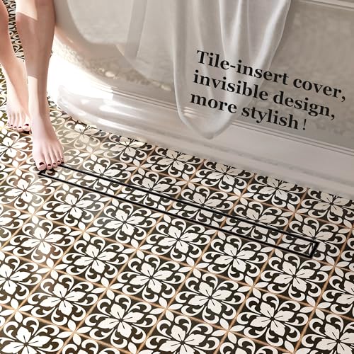 Neodrain 30-Inch Linear Shower Drain-Matte Black,with Tile Insert Grate | 304 Stainless Steel, Fast Drainage, Rectangle Shower Floor Drain with Leveling Feet & Hair Strainer, Fits Bathroom, Balcony - color: Matte Black, size: 30 IN