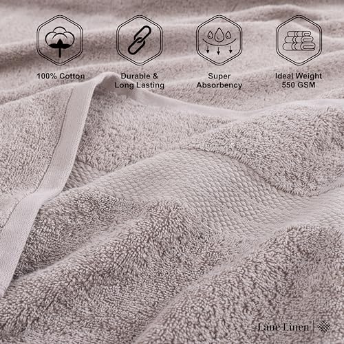LANE LINEN Bath Sheets Quick Dry 100% Cotton 2 Pack Oversized - Platinum | Hotel Bath Sheets - Oversized & Roomy, Lightweight & Breathable, Fade-Resistant Color, Classic Terry Weave, Densely Woven - color: 05: Platinum, size: 2 Piece Bath Sheets