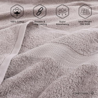 LANE LINEN Bath Sheets Quick Dry 100% Cotton 2 Pack Oversized - Platinum | Hotel Bath Sheets - Oversized & Roomy, Lightweight & Breathable, Fade-Resistant Color, Classic Terry Weave, Densely Woven - color: 05: Platinum, size: 2 Piece Bath Sheets