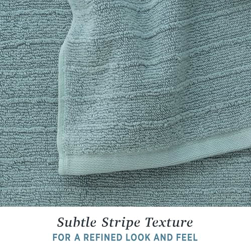 Welhome James 100% Cotton Textured Stripe 4 Pack Bath Towels - Soft & Absorbent Bath Towel Set, Mineral - color: Mineral, size: 4 Piece Bath Towel