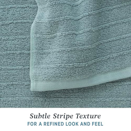 Welhome James 100% Cotton Textured Stripe 4 Pack Bath Towels - Soft & Absorbent Bath Towel Set, Mineral - color: Mineral, size: 4 Piece Bath Towel