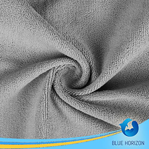 Blue Horizon Microfiber Cleaning Towels, Pack of 24, Ultra Soft Plush Washcloth, All Purpose Premium Microfiber Detailing Cleaning Cloths (16" x 16", Gray) - color: Gray